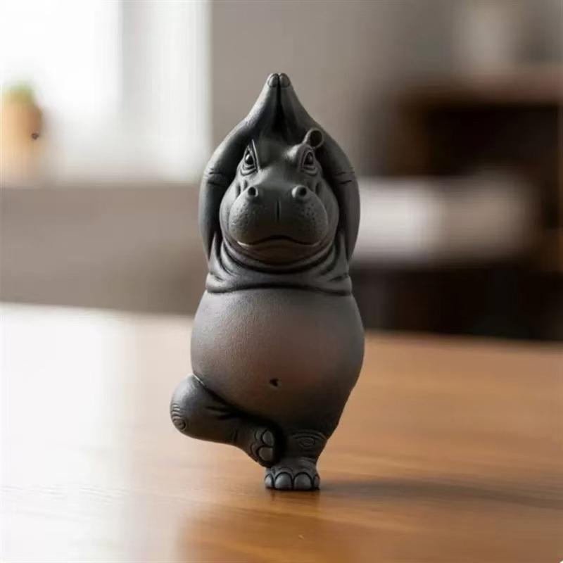 Meditations Clumsy Hippo Figurine Plastic Craft Desktop Shelf Decors Perfect Gift For Meditating Enthusiasts Collectors