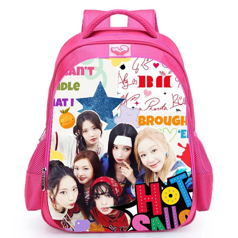 Babymonster Member Name Collage, Schoolbag, Elementary School Backpack, Korean Group Support Pink Backpack