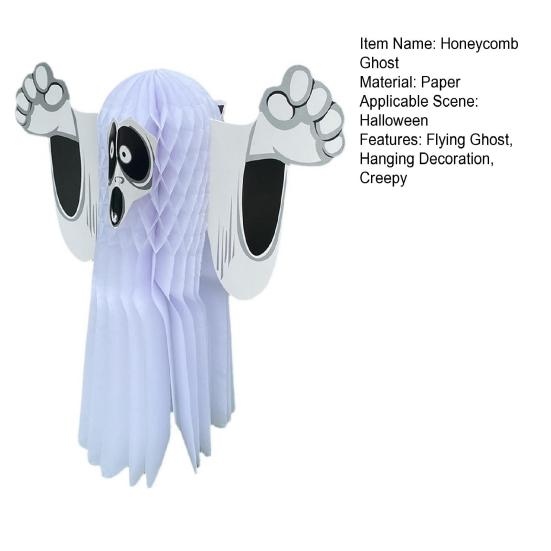 Halloween Ghost Decoration Hanging Honeycomb Tissue Paper Ghost Creepy Flying Ghost Ornament for Yard Patio Porch Tree Halloween Party Favors