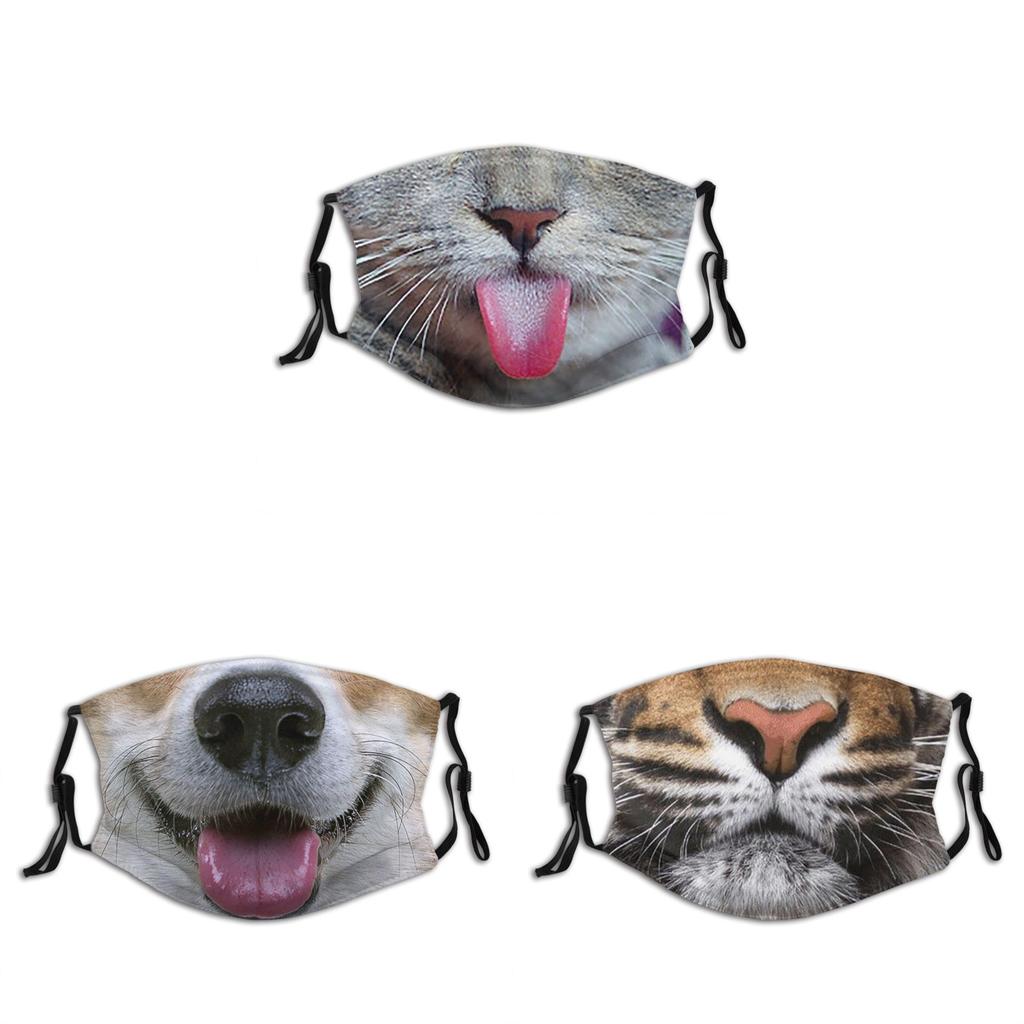 Animal Mask Funny Print Cotton Face Mask With Earloops For All Seasons