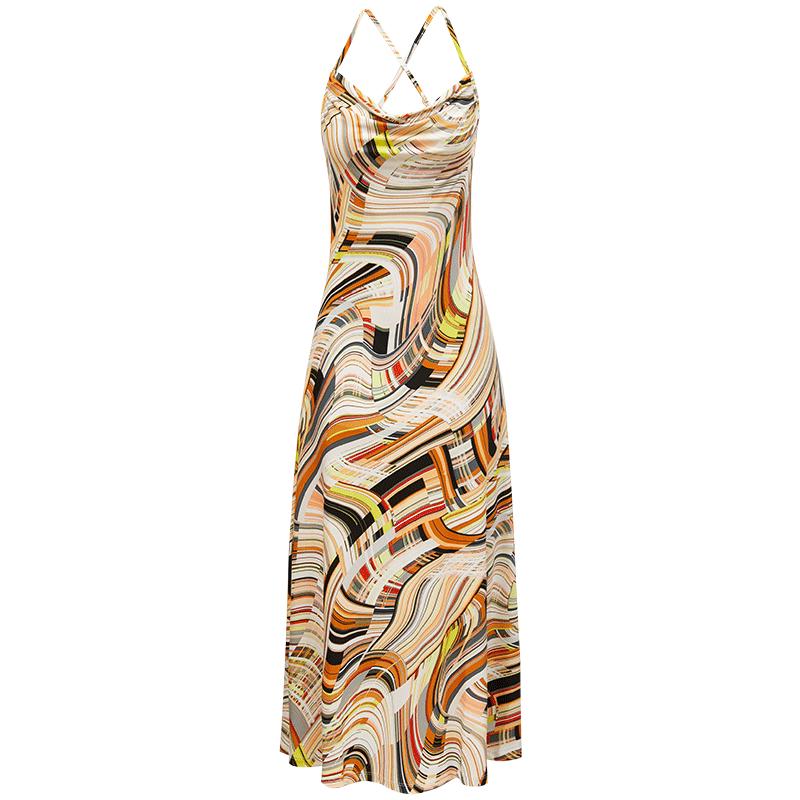

VEROMODA 2023 Ранняя осень Платье-макси на бретелях с принтом XS