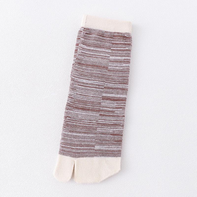 Two-Toe Cotton Socks: Striped, Sweat-Absorbent, Mid-Tube Style for All Seasons, Unisex Split-Toe Design