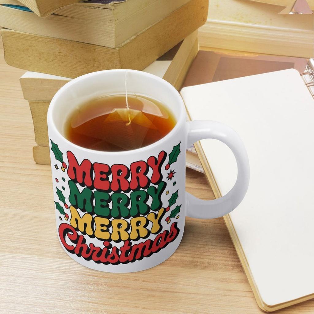 1pc 11oz Blank Ceramic Coffee Mug, Double-sided Printed Cup, Bright Surface, Durable Weight, Everyday Drinkware for Home, Cafe, or Office