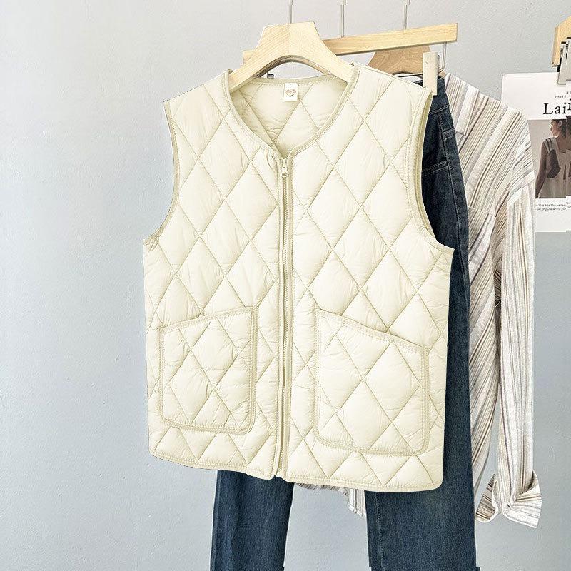 Large Size Autumn and Winter Down Cotton Vest Women's New Light and Enlarged Liner Vest Warm Backing Vest