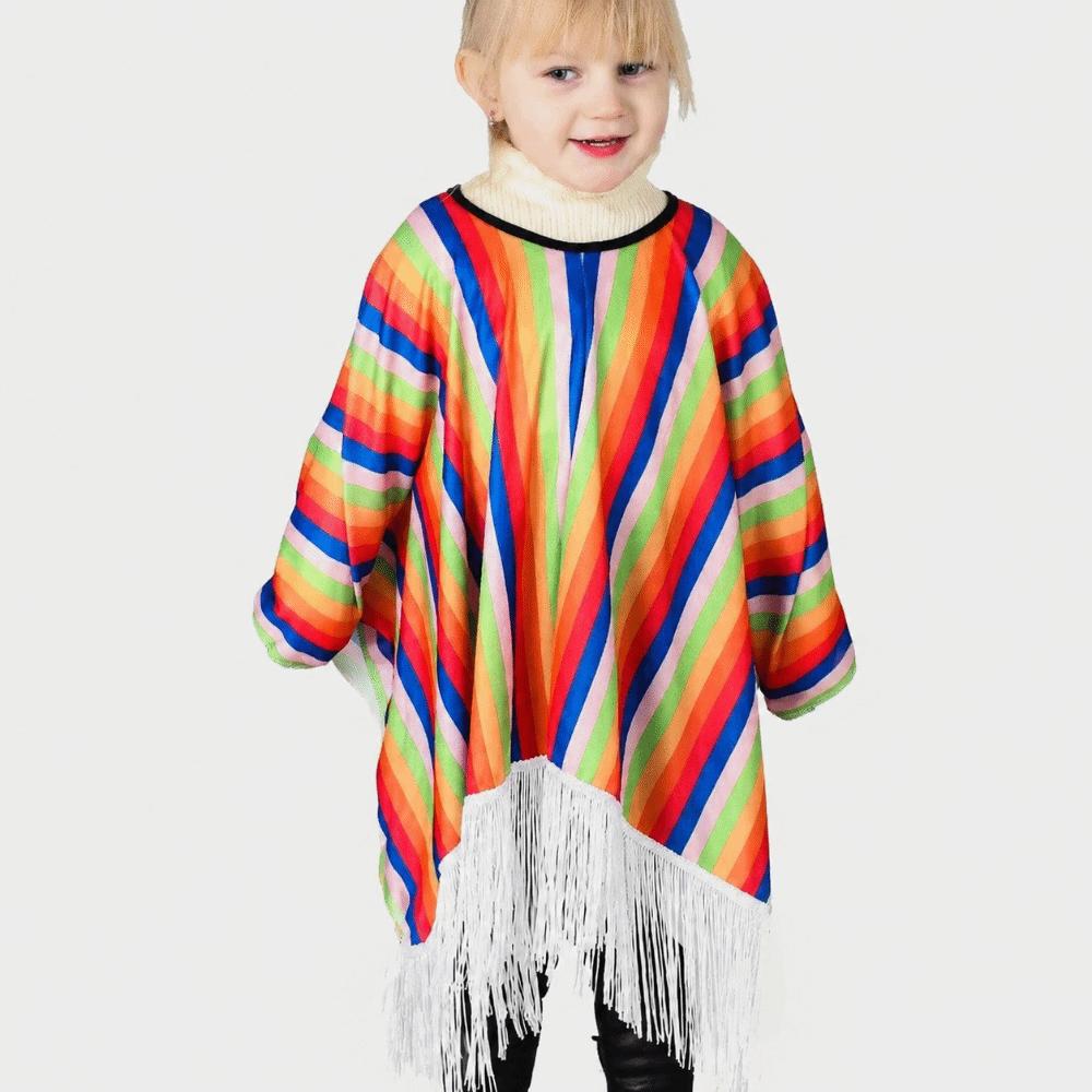 Lightweight Mexican Poncho Tassel Trim Performance Costume Cape Ethnic Style Cloak  Mexican Fiesta