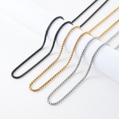 Fashion Versatile Square Pearl Necklace Titanium Steel Square Hezi With Chain Stainless Steel Chain Corn Men