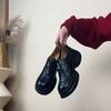 Self-kept Version~ Thick-soled Muffin Bottom Deep Mouth Women's One-pedal Round Head Retro Small Leather Shoes Versatile Single Shoes