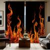 2pcs Vivid Flame Blackout Curtains – Semi-Sheer for Living Room & Bedroom Decor