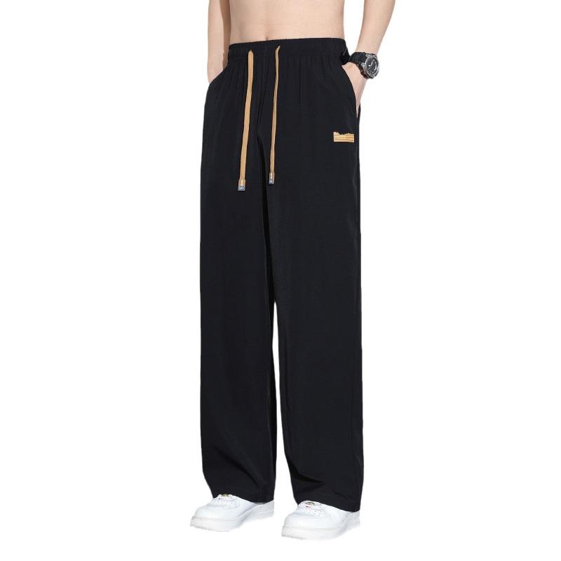 Ice silk straight-leg pants men's summer thin loose sports casual long pants pants wide-leg pants