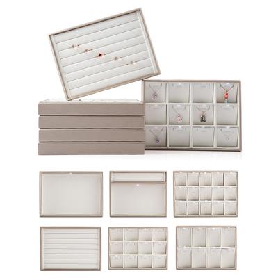 PU Leather Stackable Jewelry Display Tray Case Organizer Necklace