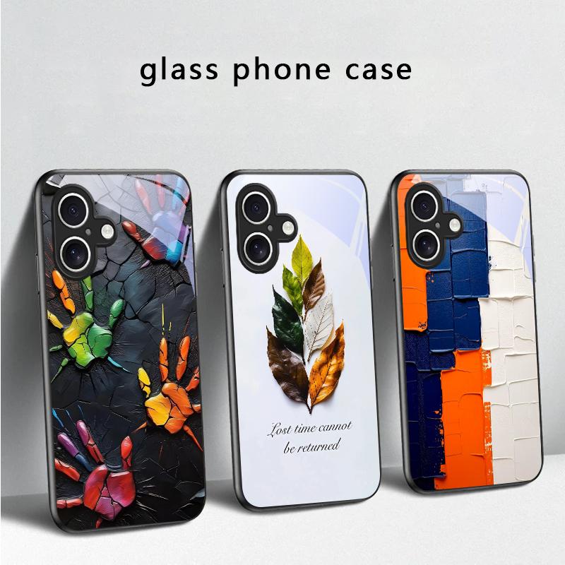 Animal Footprint Stone For iPhone 17 Air 16 E 15 Plus 14 Pro Max 13 12 mini 11 5 6 7 8 Plus XR XS Max SE Black Glass Phone Case
