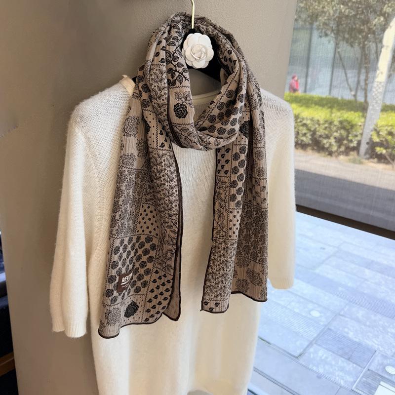 Cotton and Linen Scarf Autumn and Winter New Fashion Headscarf Silk Scarf Long Scarf Thin Neck Protection Decorative Scarf Versatile Scarf Shawl