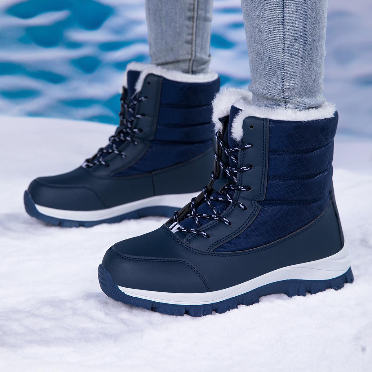 

TUINANLE Женские зимние ботинки Новые женские ботильоны на платформе Хлопковые туфли Женские Сохраняют тепло Женские Повседневные Плюшевые Зимние Ботинки 39 синий