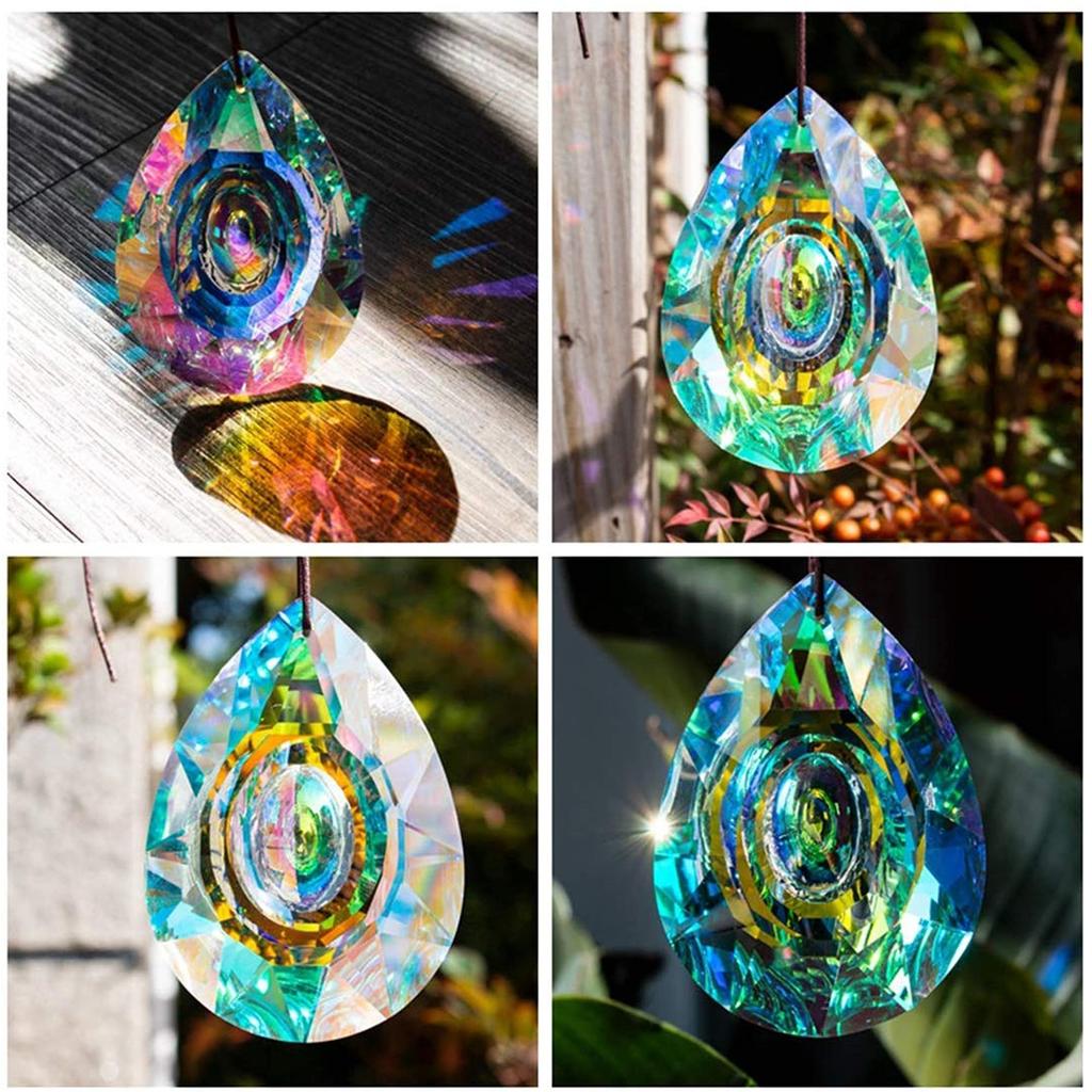 Large Crystal Rainbow Prism Pendant Sun Catcher Hanging Decor with Light Refraction Wedding Decor Home Wedding Party Decoration