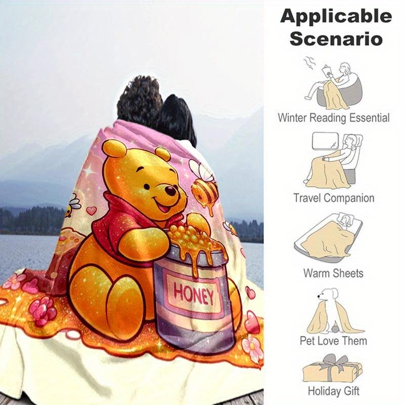 1pc Winnie The Pooh Printing Blanket - Soft, All-Season Throw for Living Room, Bedroom,Personalized Gift with Adorable Cartoon Design