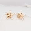 Übertriebene Große Webblumen Metall Goldene Stecker Ohrringe für Frauen Ohrschmuck Accessoire