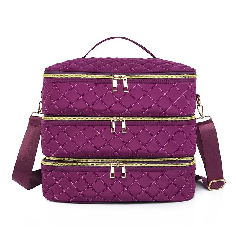 

Сумка для хранения лака для ногтей на 80 бутылок, переносная косметическая большая сумка через плечо, органайзер для путешествий, маникюрный салон, 3-слойная сумка для эфирных масел