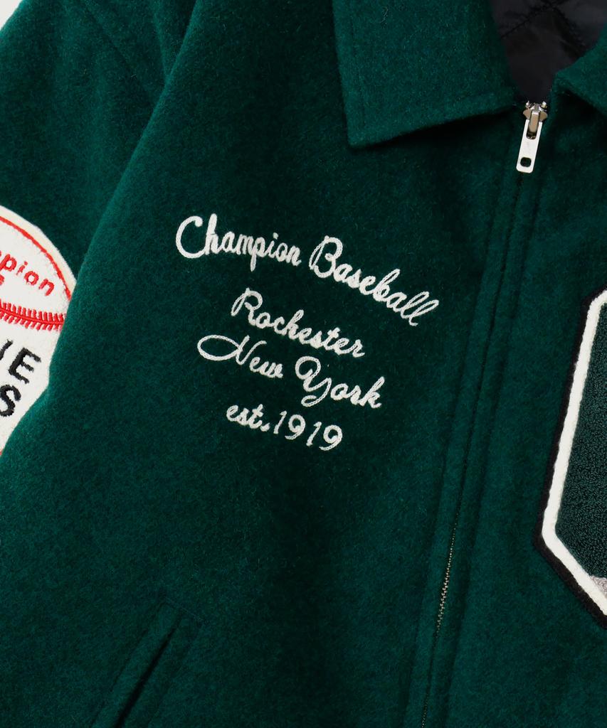 Champion C Logo Award Varsity Jacket Dark Green