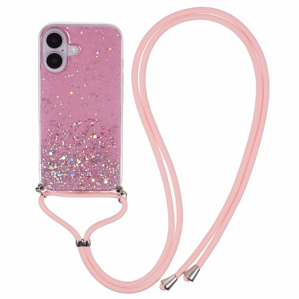 For iPhone 17 Case Cute Bling TPU Epoxy Phone Cover with Lanyard