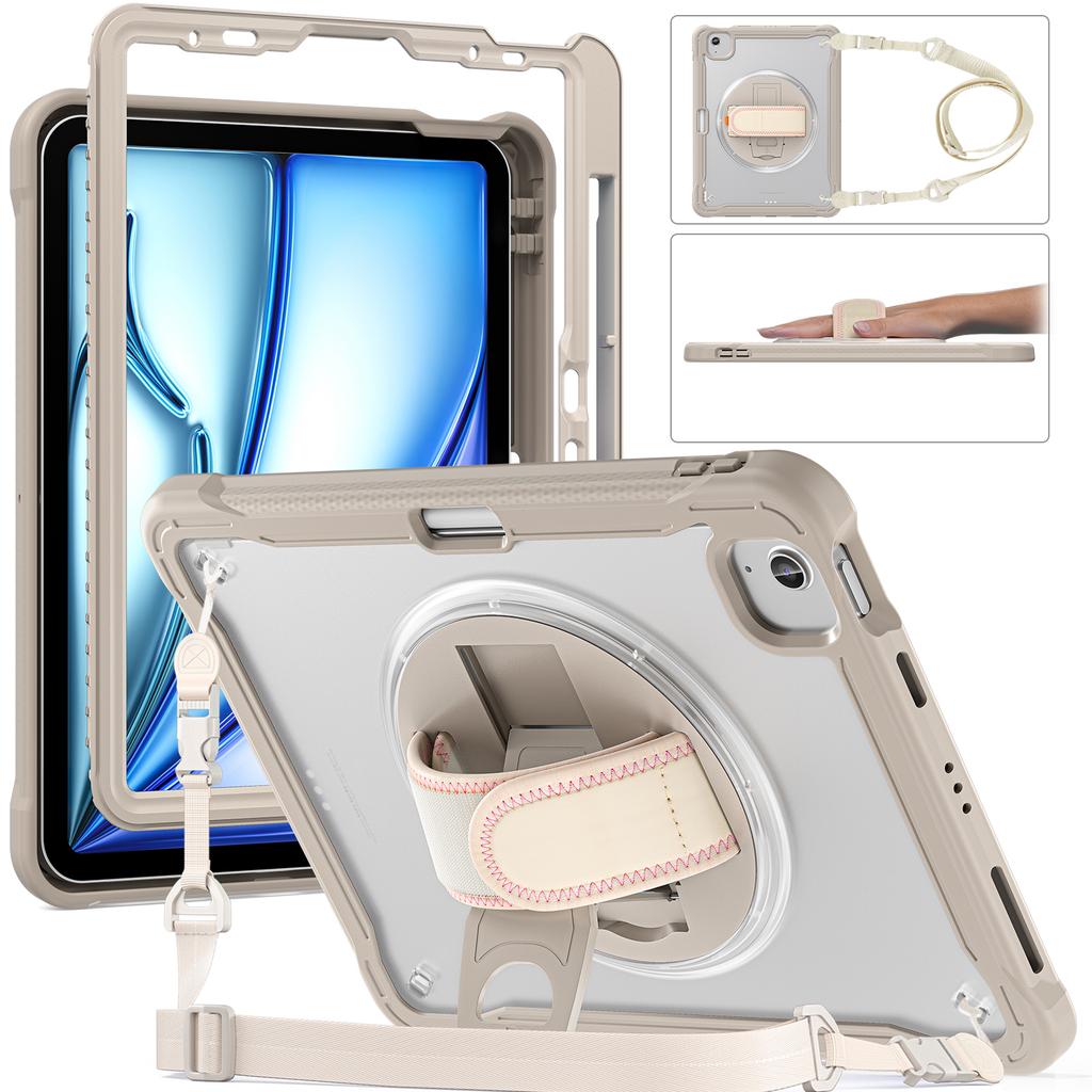 For iPad Air 11 (2025)/(2024)/Air (2022)/(2020)/Pro 11 (2022)/(2021)/(2020)/(2018) Case Kickstand Cover with Strap