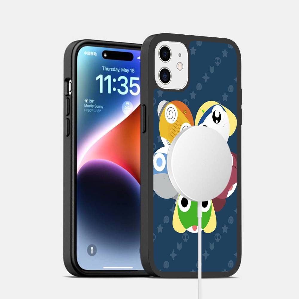 Cartoon Keroro Gunsou Frog Phone Case Magesafe Magnetic Wireless Charge Case For IPhone 16 11 12 13 14 15 Pro Max Plus Mini