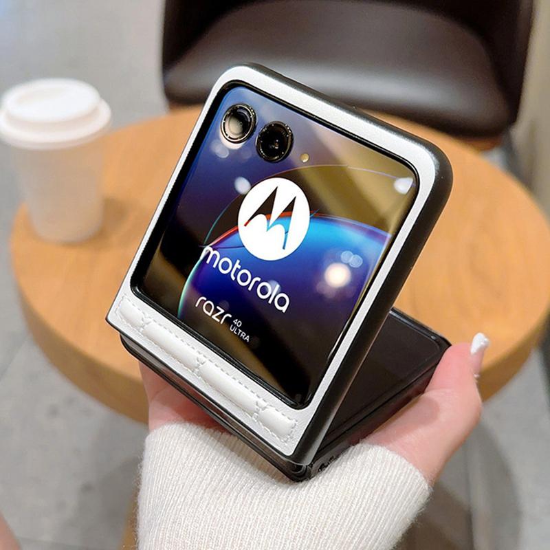 Für Motorola Razr 40 Ultra 5G PU-Lederbeschichtete PC-Handyhülle Rautenmuster Geprägte Handyhülle