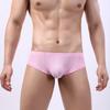 Men Thong Low-rise Ice Silk Ribbed Briefs Solid Color High Elasticity Underwear Smooth Lines