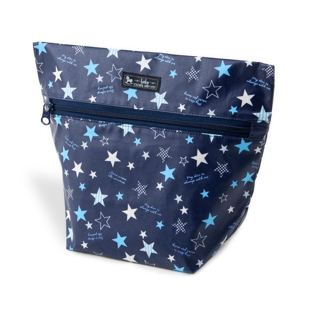 COLORFUL CANDY STYLE Deodorizing Diaper Pouch Diaper Pouch Tote Brilliant Navy & (Drawstring Type) 2-Piece Set, Star, Blue, B8001800-BTR