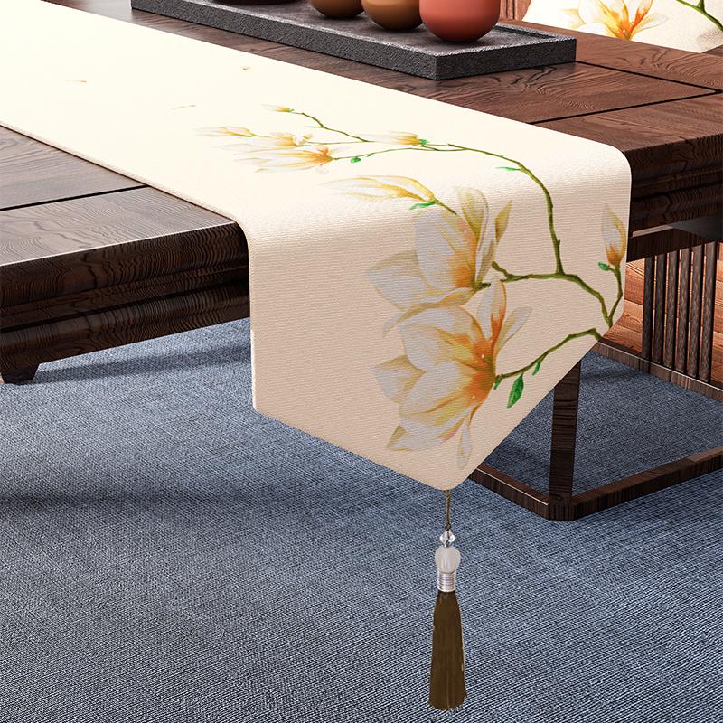 Chinese Style Coffee Table Table Flag Parlor Meal Tables Tassel Pendant Tea Waterproof High-end Long Tea Mat Cover Cloth