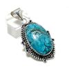 Natural Tibetan Turquoise Gemstone 925 Sterling Silver Pendant 2.05" ETC-14305
