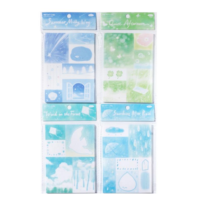 50sheet/set INS Retro Simplicity Scrapbooking Memo Pad Green Blue Color Journal Background Paper DIY Decor Non-sticky Notepad