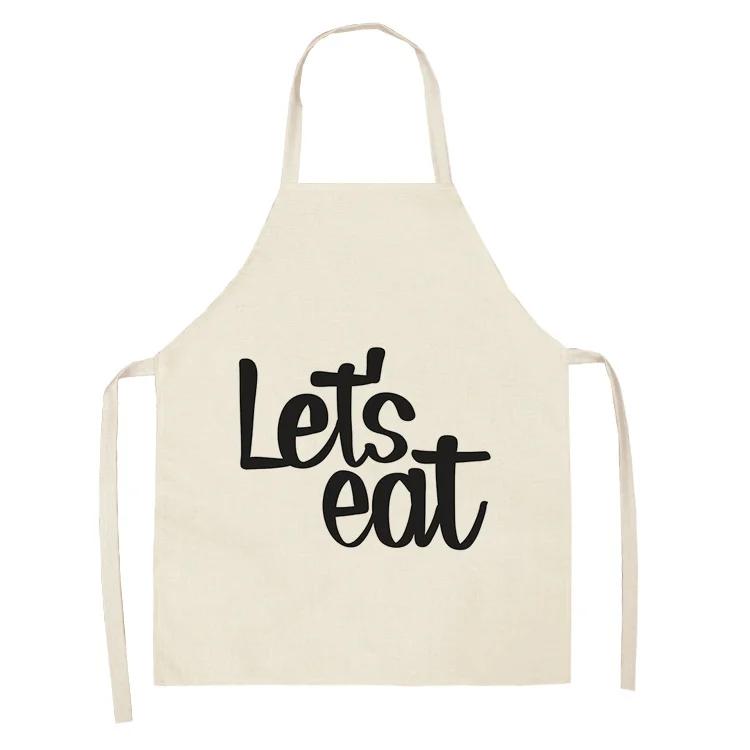 Cake Letters Women's  Kitchen Cotton Linen Apron Black Bib Household CleaningCooking