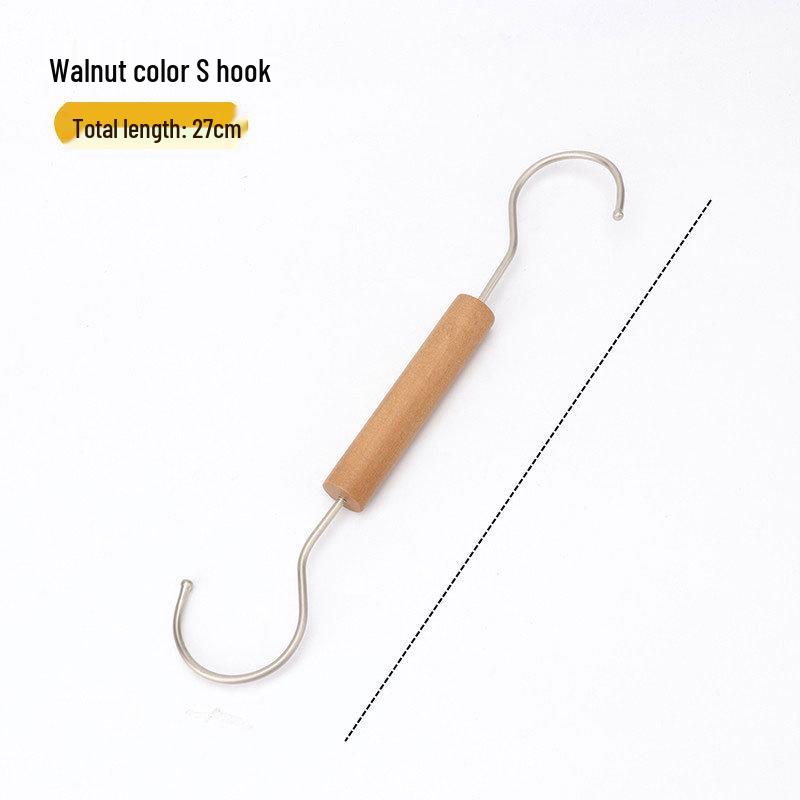 Walnut Solid Wood S-Hook for Hats, Coats, and Scarves Display Single Piece