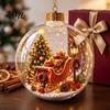 Creative Holiday Tree Embellishments Glowing Christmas Story Ornament, Light-Up Ball Hanging Decor with Warm LED Light, Miniature Scene Ornaments Mini