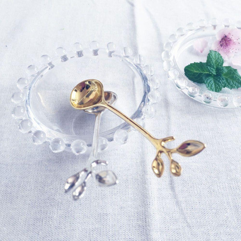Bar Ice Cream Scoop Branch Shape Royal Style Mini Dessert Spoon Flatware Small Coffee Spoon Cutlery