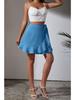 One Piece Lace Up Skirt High Waist Solid Color Ruffled Edge Short Skirt Cross-border Women's Clothing