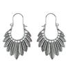 Vintage Drop Earrings For Women Ethnic Gypsy Geometric Hollow Carved Flower Leaf Jewelry Antique Silver Color Fashion Earrings