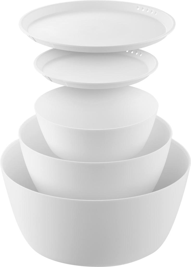 Yamazaki Jitsugyo 1393 and Mix Cooking Microwave Bowl X X Tower Dishwasher with Lid Easy-to-tilt Bowl, 5-piece Set, Safe, White, S W15.9 D15.9 H7cm,