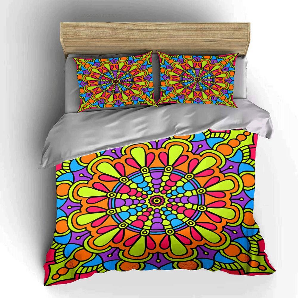 Colorful Mandala Pattern Home Decor Set Exquisite Three-Piece Bedding Set Gift For Kids And Adults