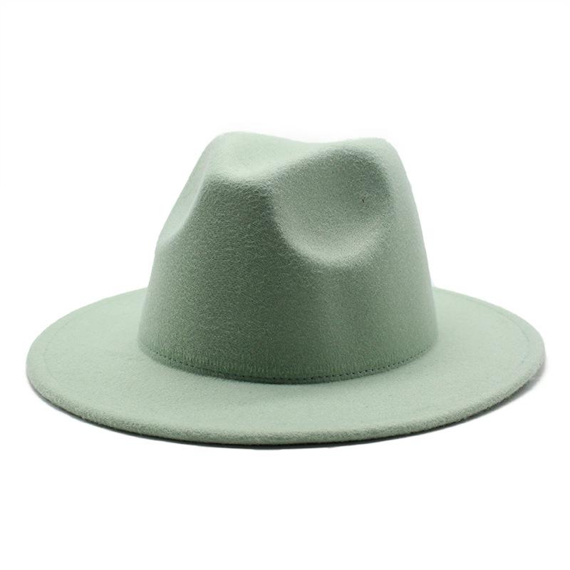 eBay Monochrome Light Board Men's and Women's Hats, Simple Woolen Top Hat, Flat-brimmed Big-edged Jazz Hat.