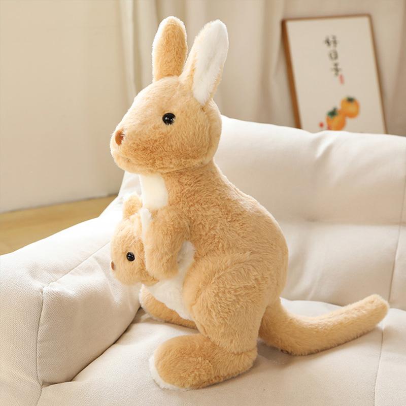 Cute Mother & Child kangaroo Plush Toys Kawaii Big Size Kangaroo Plushie Pillow Stuffed Dolls for Children Baby 45cm