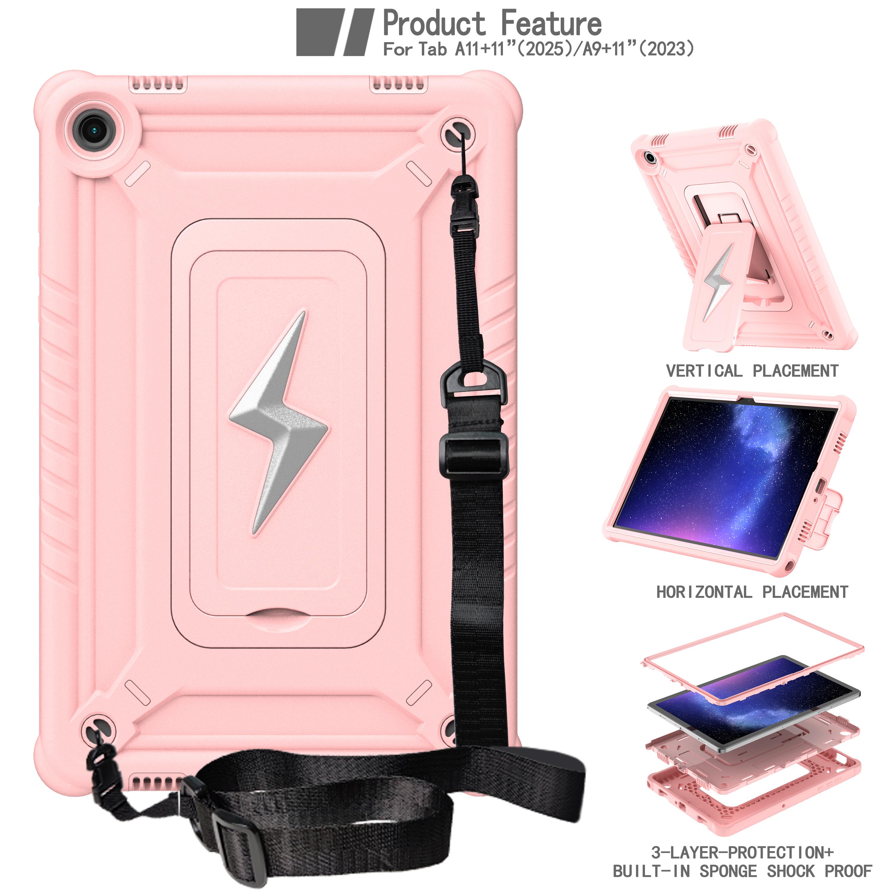 

Heavy Duty Stand Case Universal for Samsung Galaxy Tab A11 A9 Plus 11.0 SM-X230 X236B X210 X215 X216B X218U 3-in-1 Hybrid Cover A11 Plus SM-X230 236 рожевий колір золота