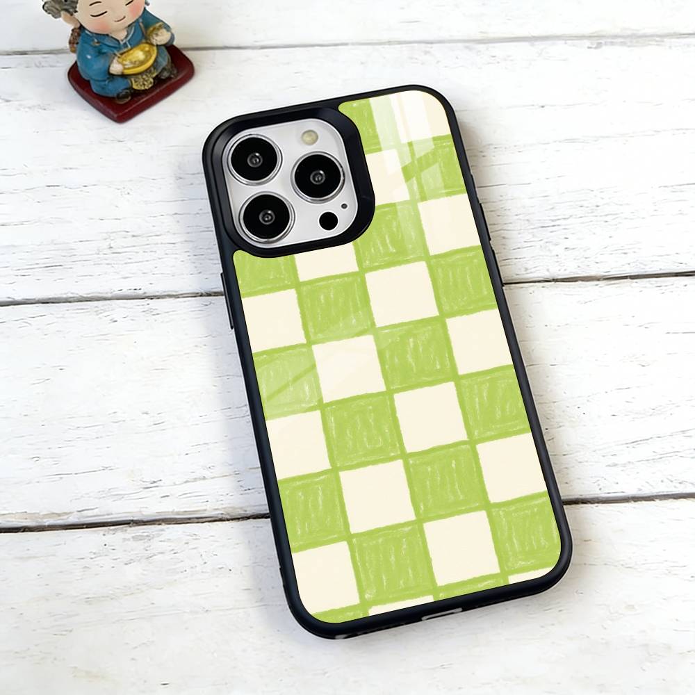 Green & Orange Check Phone Case For iPhone17,16,15,14,13,12,11 Plus,Pro Magnetic with Magsafe Wireless Charging