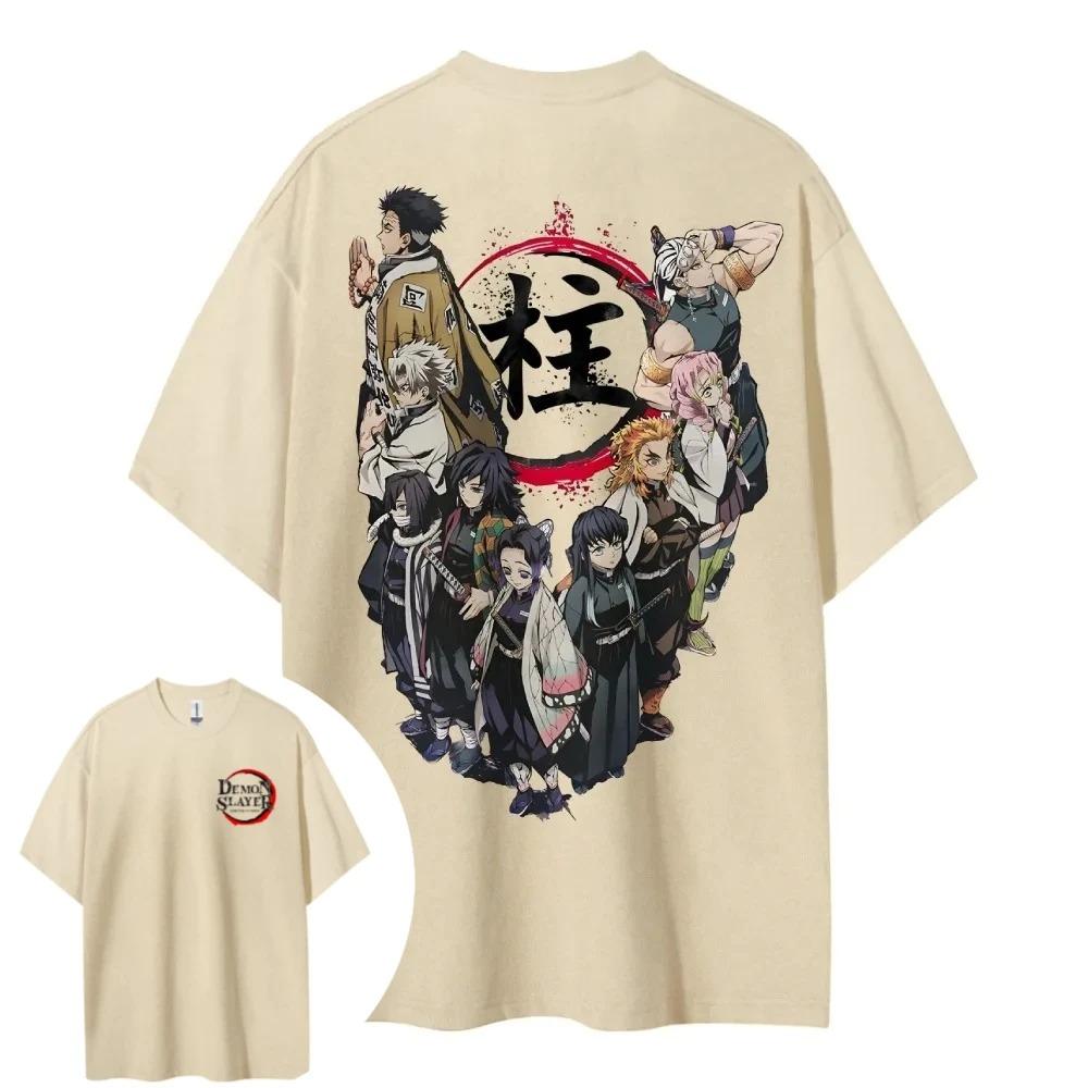 2026 Demon Slayer Hot-blooded Animation Short-sleeved Men's and Women's Same Comfortable Short-sleeved Couple's Clothing Casual Top