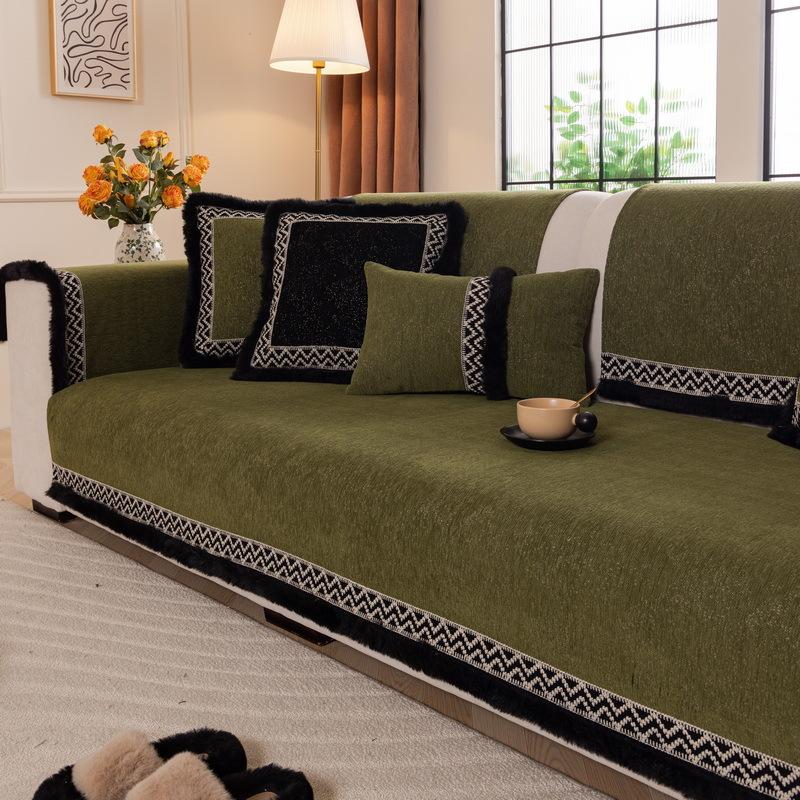 New Nordic Minimalist and Luxurious High-end Sofa Cover Fabric with Anti Slip Straight Row Sofa Cushion Suitable for All Seasons
