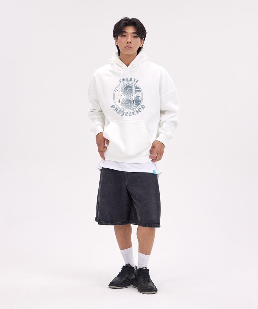 Ethnic Oversized Wide Shoulder Hoodie_White