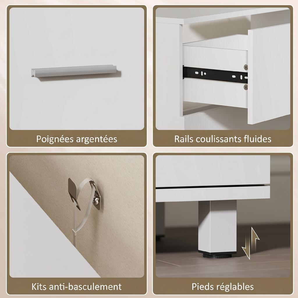Bathroom Under-Sink Cabinet, 2 Drawers, 80 x 30 x 60 cm, White