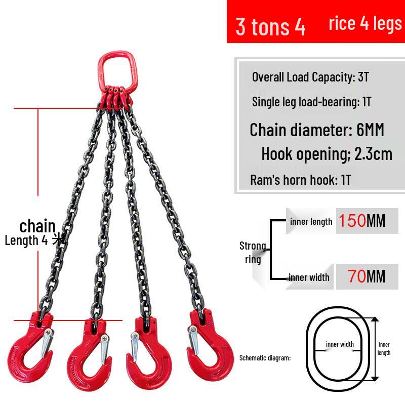 Multi-Hook Manganese Steel Chain Sling for Cranes & Forklifts