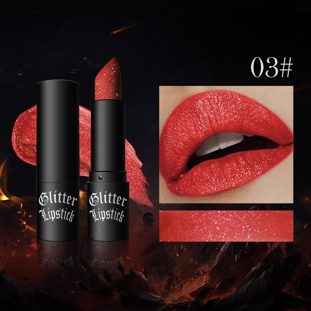 Non-stick Cup Matte Lipstick Flash Diamond Lipstick Halloween Dark Makeup