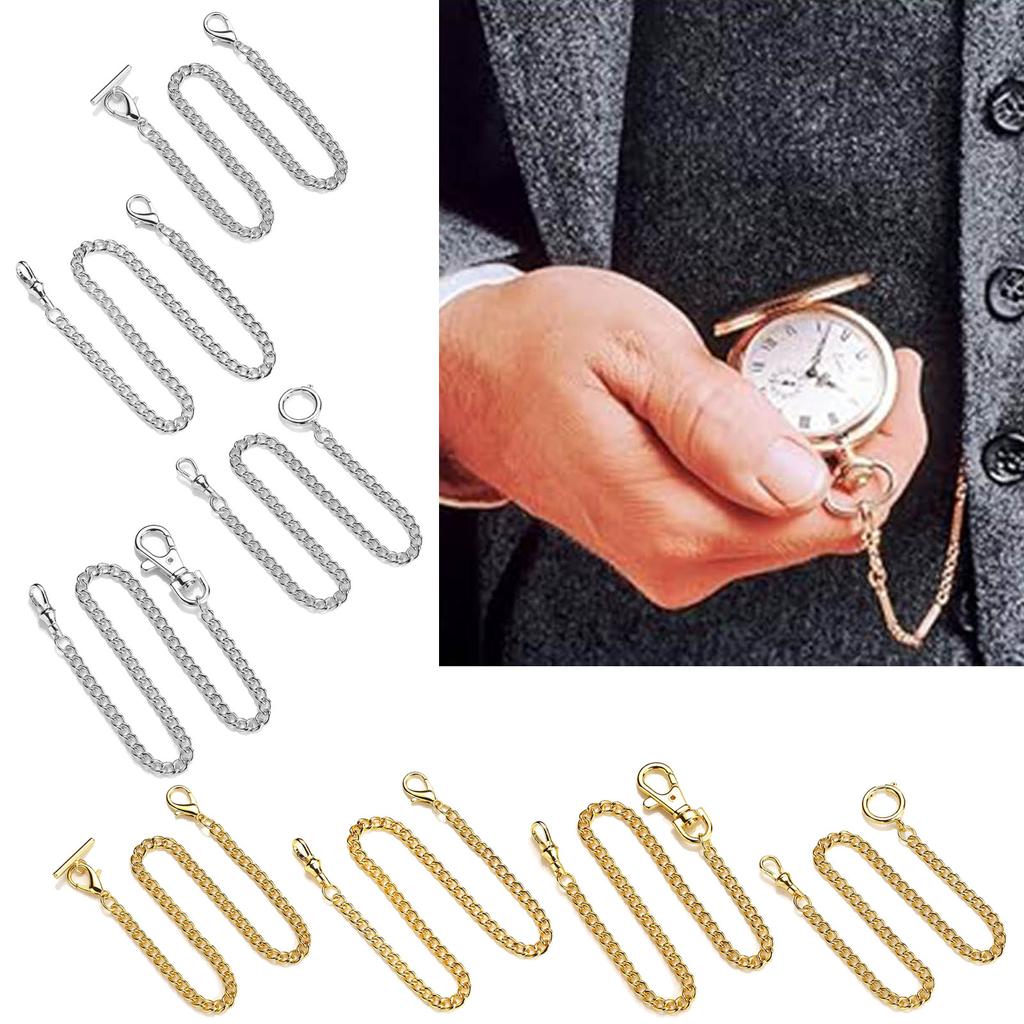 Taschenuhrkette Gold Silber Farbe Taschenuhren Ketten Ersatzkette für Antike Quarz Vintage Uhr Legierung